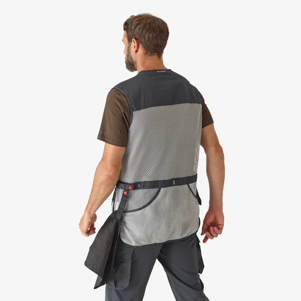 GILET BALL TRAP 100 GRIS NOIR