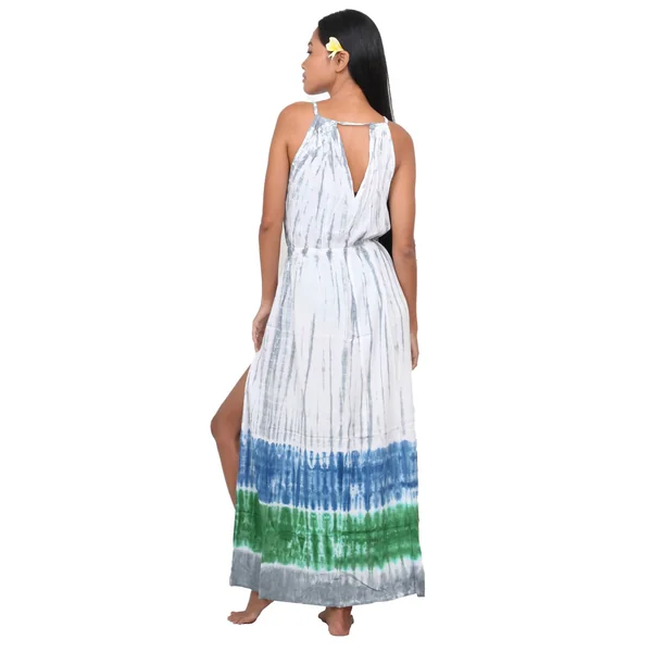 Grande robe de plage tie dye blanche