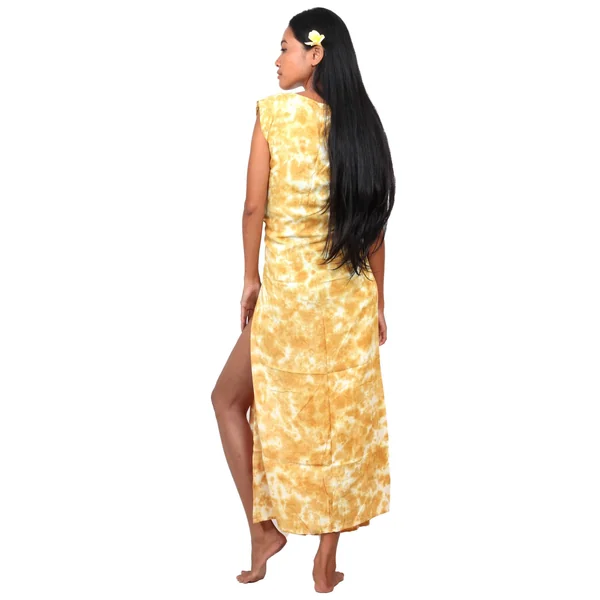 Grande robe tie dye jaune avec noeud