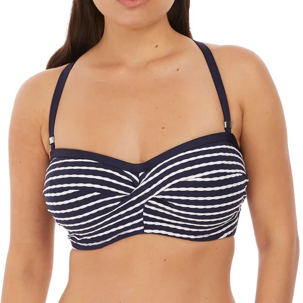 Haut de maillot de bain bandeau armatures à rayures - Bleu marine