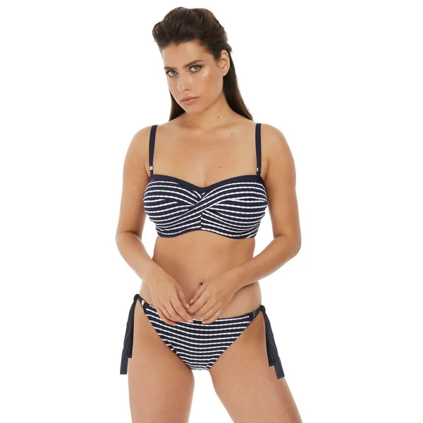 Haut de maillot de bain bandeau armatures à rayures - Bleu marine
