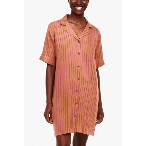 Haut de pyjama - Chemise Longue à manches courtes - Orange Femilet - ANNA