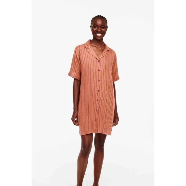 Haut de pyjama - Chemise Longue à manches courtes - Orange Femilet - ANNA