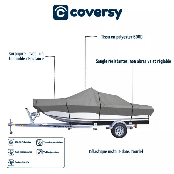 Housse transport bateau - gris - coversy