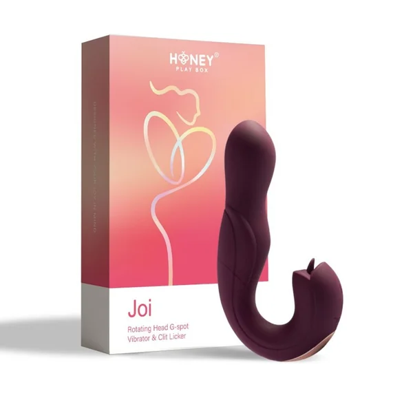 Joi - Vibromasseur tête rotative et stimulateur clitoridien - violet Honey Play box