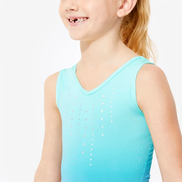 Justaucorps de gymnastique sans manches fille, turquoise