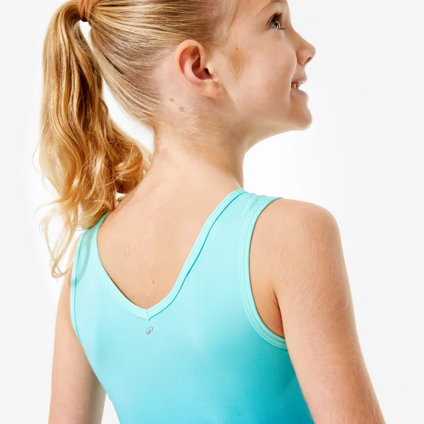 Justaucorps de gymnastique sans manches fille, turquoise