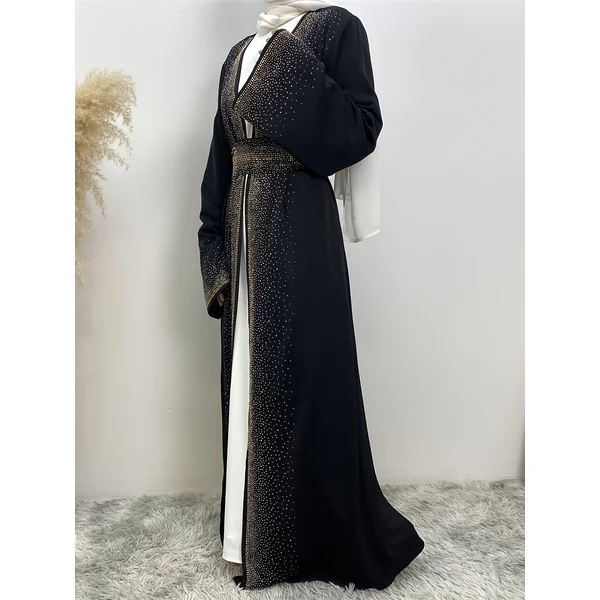 Kimono abaya femme uni, léger avec poches, élégant