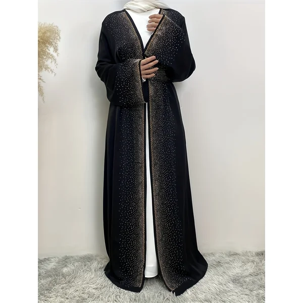 Kimono abaya femme uni, léger avec poches, élégant