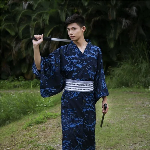 Kimono Coton Bleu
