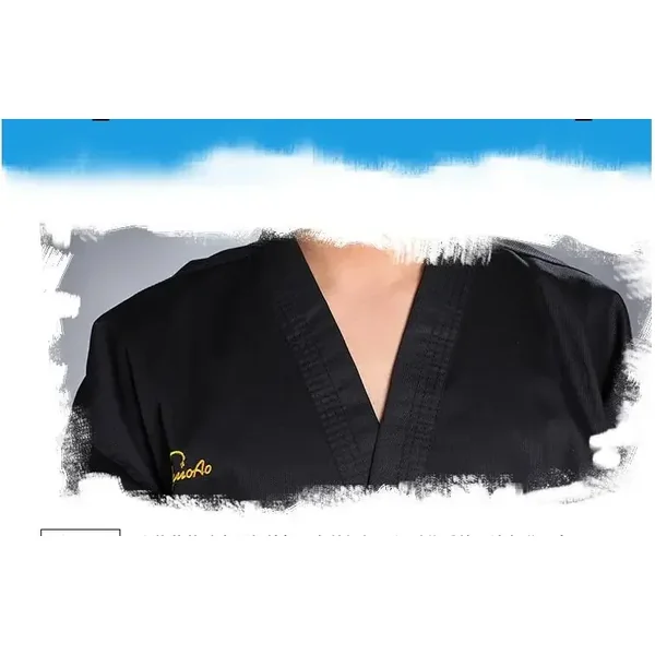 Kimono de karaté noir pour enfants, entraînement de taekwondo, broderie, taille 110-190 cm