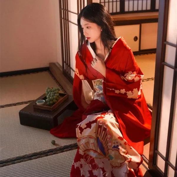 Kimono Japonais Femme Rouge