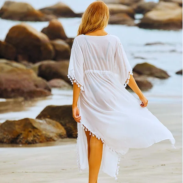 Kimono Plage Femme Blanc