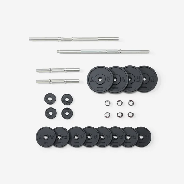 Kit 50 kg haltères et barre musculation avec disque de fonte à 80 % recyclée