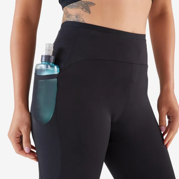 Legging court de running respirant Femme - KIPRUN Run 500 Confort noir