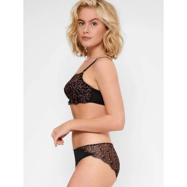 LingaDore In love with embroidery noir/cuivre slip