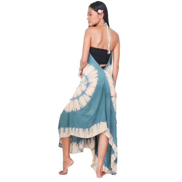 Longue robe d'été tie dye bleu