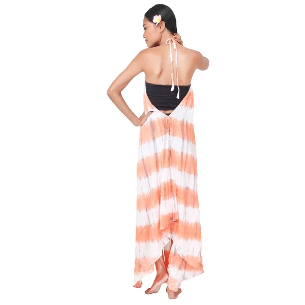 Longue robe d'été tie dye orange