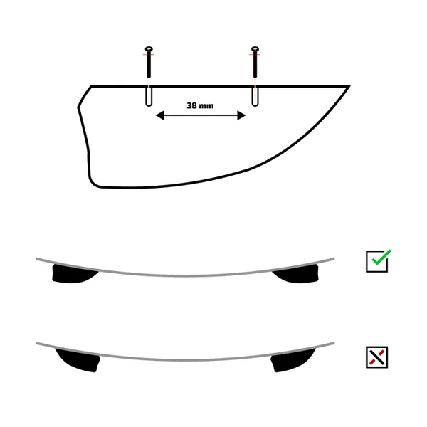 LOT DE 2 AILERONS DE TWINTIP UNIVERSEL RYDE 5CM
