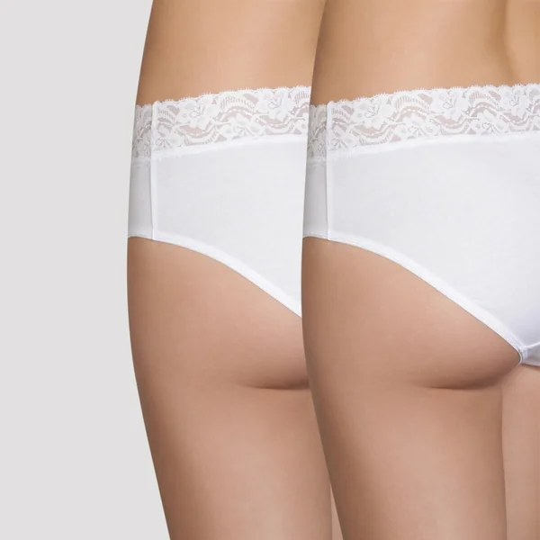 Lot de 2 culottes blanches taille haute Plus Féminine