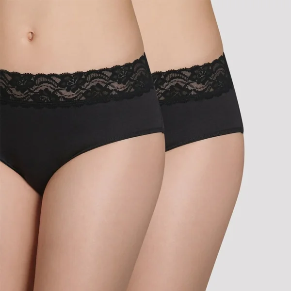 Lot de 2 culottes noires taille haute Plus Féminine