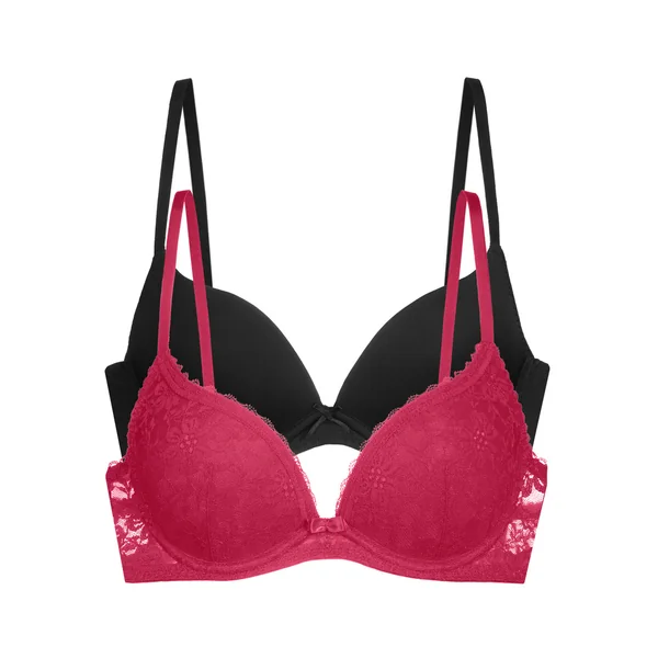 Lot de 2 Soutien-Gorge Plongeant Push up rouge/noir Dorina
