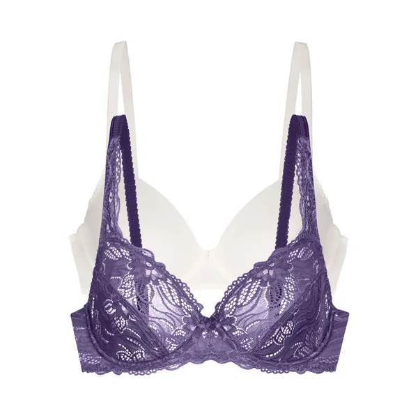 lot de 2 soutiens-gorge à armatures non rembourré violet et blanc Dorina