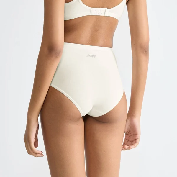 Lot de 3 culottes taille haute nacre en coton blanc Sloggi