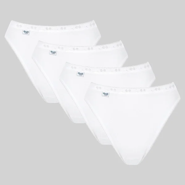 Lot de 4 culottes échancrées blanc en coton Sloggi