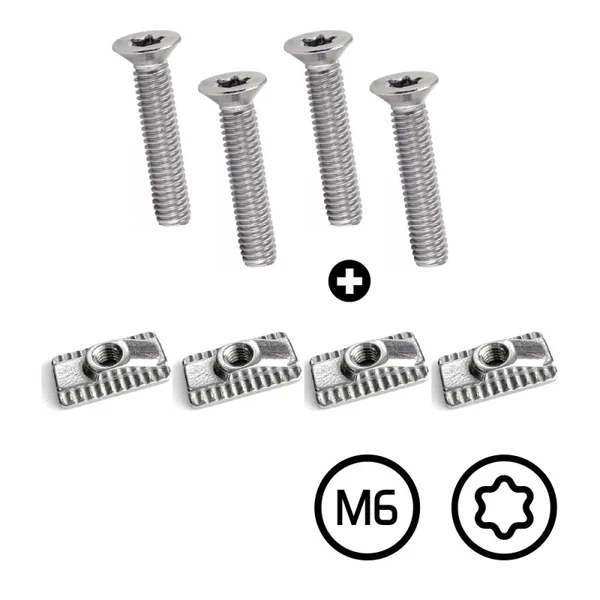 LOT DE 4 TRACK NUTS M6 + VISSERIE