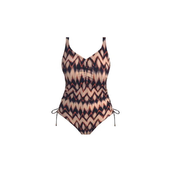 Maillot de bain Col en V avec jambe réglable marron Fantasie Bain