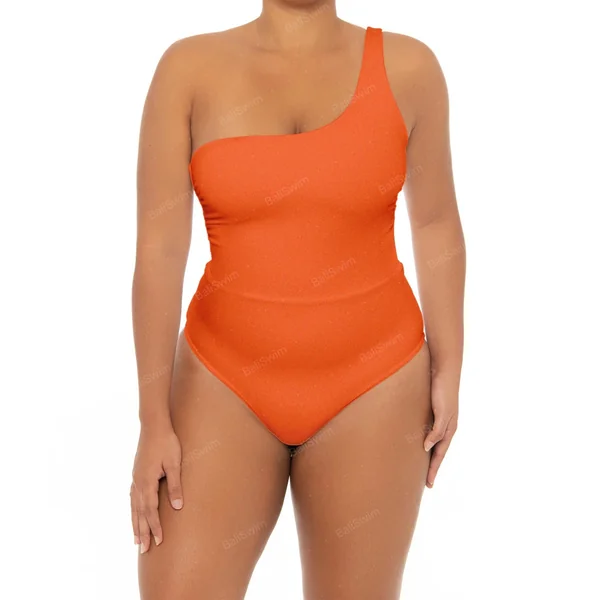 Maillot grande taille une bretelle orange