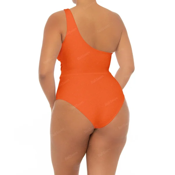 Maillot grande taille une bretelle orange
