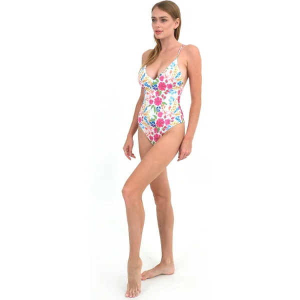 Maillot une pièce croisé verger blanc