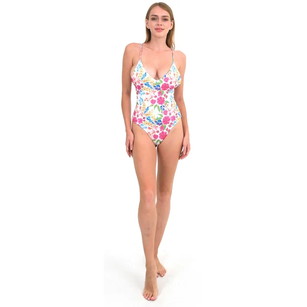 Maillot une pièce croisé verger blanc