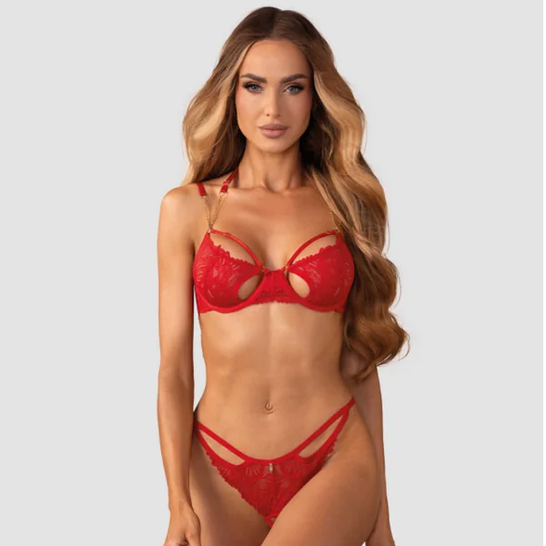 Matildea - Ensemble lingerie ouverte rouge Obsessive