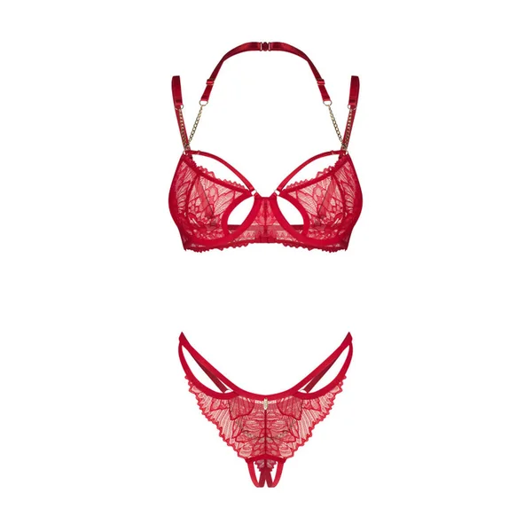 Matildea - Ensemble lingerie ouverte rouge Obsessive