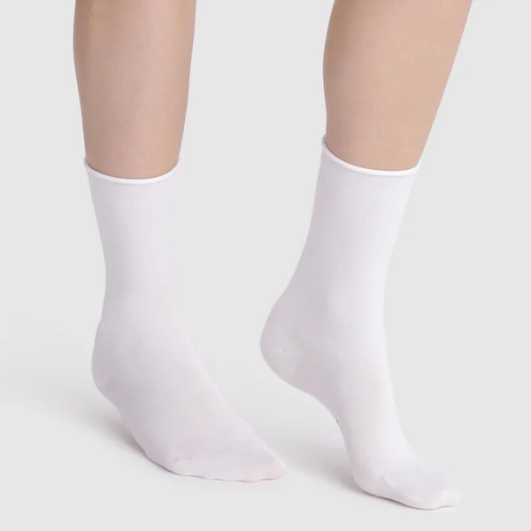 Mi-chaussette modal en coton blanc Dim Chaussant