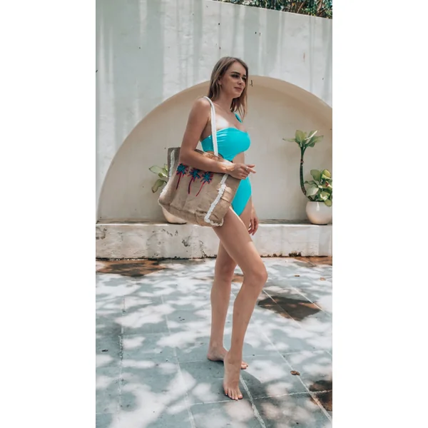 Monokini asymètrique turquoise