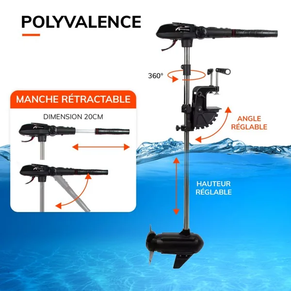 MOTEUR ÉLECTRIQUE BRUSHLESS ORANGE MARINE 80 LBS 12V