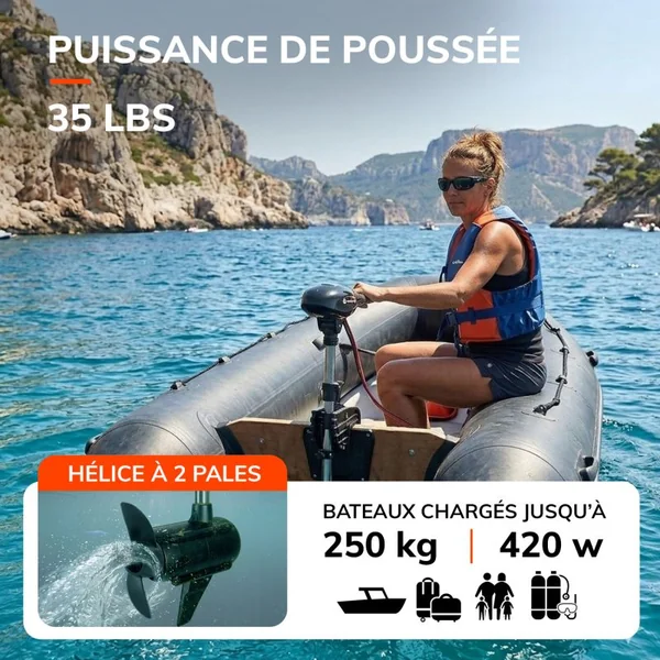MOTEUR ÉLECTRIQUE ORANGE MARINE 35 LBS 12V
