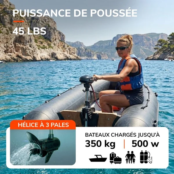 MOTEUR ÉLECTRIQUE ORANGE MARINE 45 LBS 12V