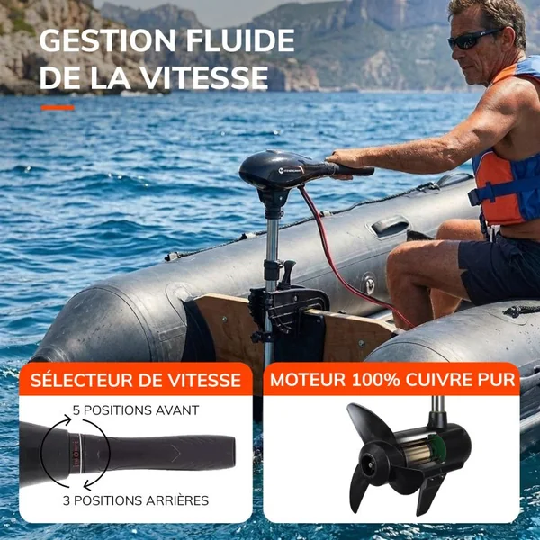 MOTEUR ÉLECTRIQUE ORANGE MARINE 55 LBS 12V
