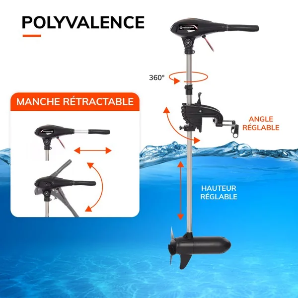 MOTEUR ÉLECTRIQUE ORANGE MARINE 55 LBS 12V