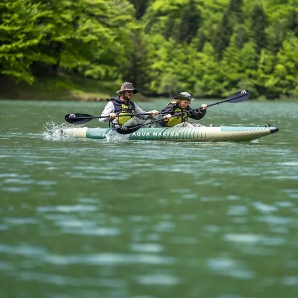 PACK KAYAK GONFLABLE CALIBER PECHE AQUA MARINA + PAGAIE WOW ALU 4 PARTIES