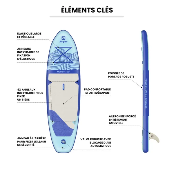 Pack paddle gonflable airgliss moon 11.0 - jusqu'à 2 personnes (max. 170kg)