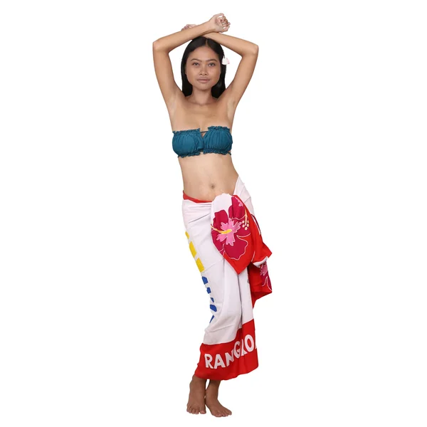 Paréo drapeau Polynésien fleurie
