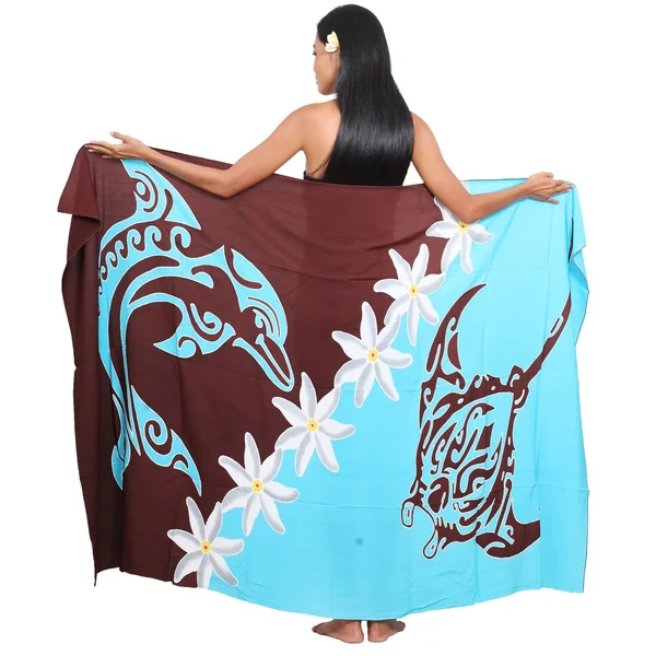 Paréo Harmonie marine bleu et marron