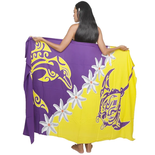 Paréo Harmonie marine jaune et violet
