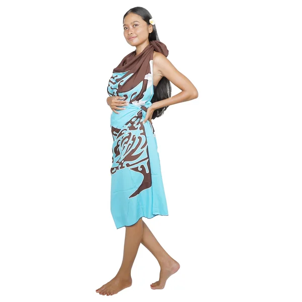 Paréo Lagon Tribal bleu et chocolat